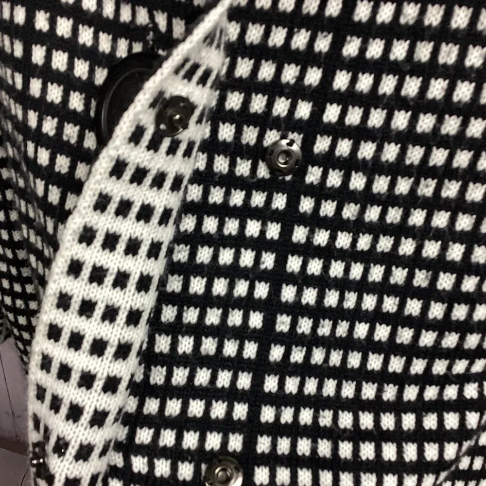 SIONI Cardigan Black White Check Button Up XL